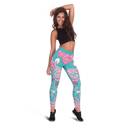 Hereditary And Gynecologic Cancer Awareness Leggings Teal Pink Ribbon Aboriginal Art - Aussie Hoodie