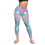 Hereditary And Gynecologic Cancer Awareness Leggings Teal Pink Ribbon Aboriginal Art - Aussie Hoodie