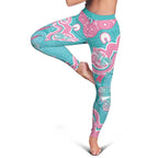 Hereditary And Gynecologic Cancer Awareness Leggings Teal Pink Ribbon Aboriginal Art - Aussie Hoodie