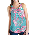 Hereditary And Gynecologic Cancer Awareness Women Racerback Tank Teal Pink Ribbon Aboriginal Art - Aussie Hoodie