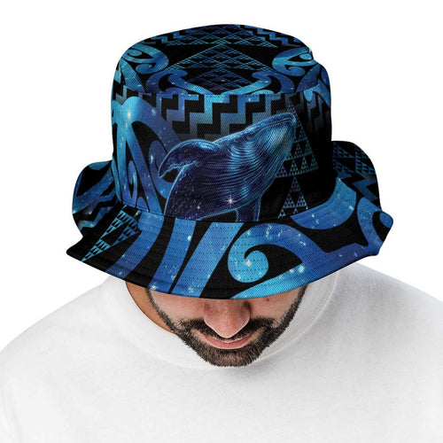 Humpback Whale Matariki New Zealand Bucket Hat NZ Maori Paikea Poutama Luxury Blue
