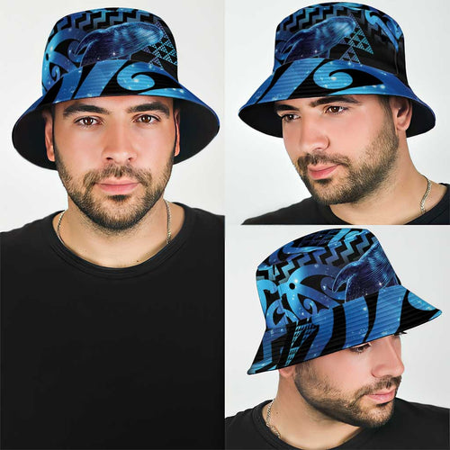 Humpback Whale Matariki New Zealand Bucket Hat NZ Maori Paikea Poutama Luxury Blue