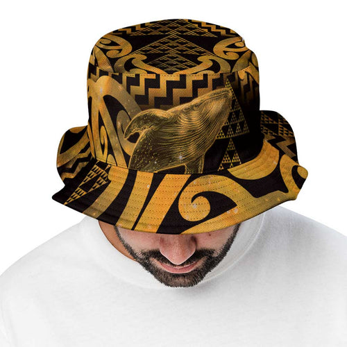 Humpback Whale Matariki New Zealand Bucket Hat NZ Maori Paikea Poutama Luxury Gold