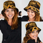 Humpback Whale Matariki New Zealand Bucket Hat NZ Maori Paikea Poutama Luxury Gold
