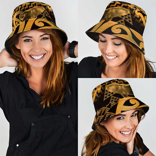Humpback Whale Matariki New Zealand Bucket Hat NZ Maori Paikea Poutama Luxury Gold