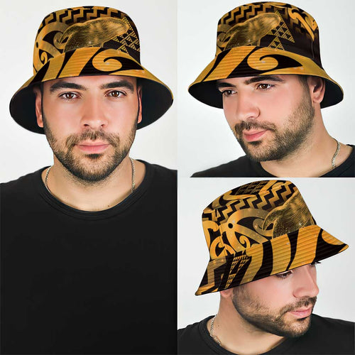 Humpback Whale Matariki New Zealand Bucket Hat NZ Maori Paikea Poutama Luxury Gold