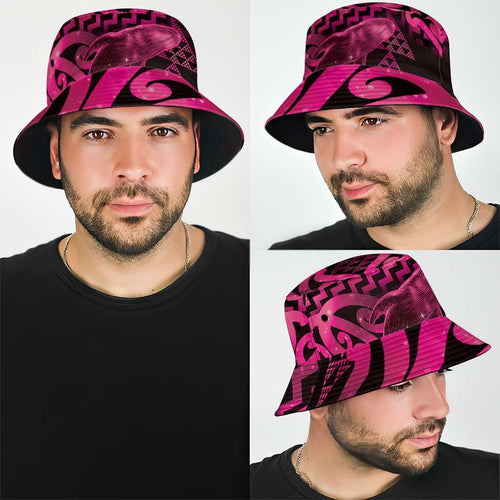 Humpback Whale Matariki New Zealand Bucket Hat NZ Maori Paikea Poutama Luxury Pink