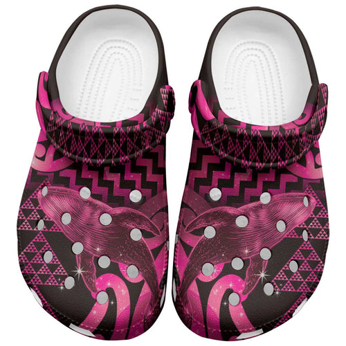 Humpback Whale Matariki New Zealand Clogs Shoes NZ Maori Paikea Poutama Luxury Pink