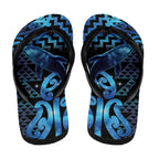 Humpback Whale Matariki New Zealand Flip Flops NZ Maori Paikea Poutama Luxury Blue