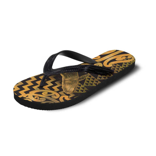 Humpback Whale Matariki New Zealand Flip Flops NZ Maori Paikea Poutama Luxury Gold