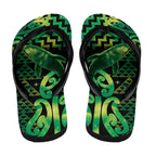 Humpback Whale Matariki New Zealand Flip Flops NZ Maori Paikea Poutama Luxury Green