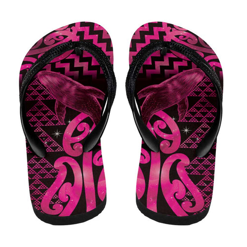 Humpback Whale Matariki New Zealand Flip Flops NZ Maori Paikea Poutama Luxury Pink
