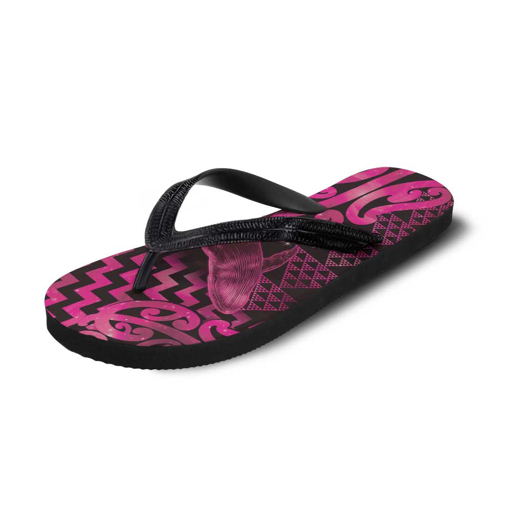 Humpback Whale Matariki New Zealand Flip Flops NZ Maori Paikea Poutama Luxury Pink