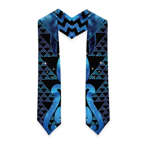 Humpback Whale Matariki New Zealand Graduation Stole NZ Maori Paikea Poutama Luxury Blue