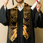 Humpback Whale Matariki New Zealand Graduation Stole NZ Maori Paikea Poutama Luxury Gold LT14