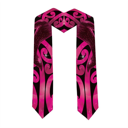 Humpback Whale Matariki New Zealand Graduation Stole NZ Maori Paikea Poutama Luxury Pink