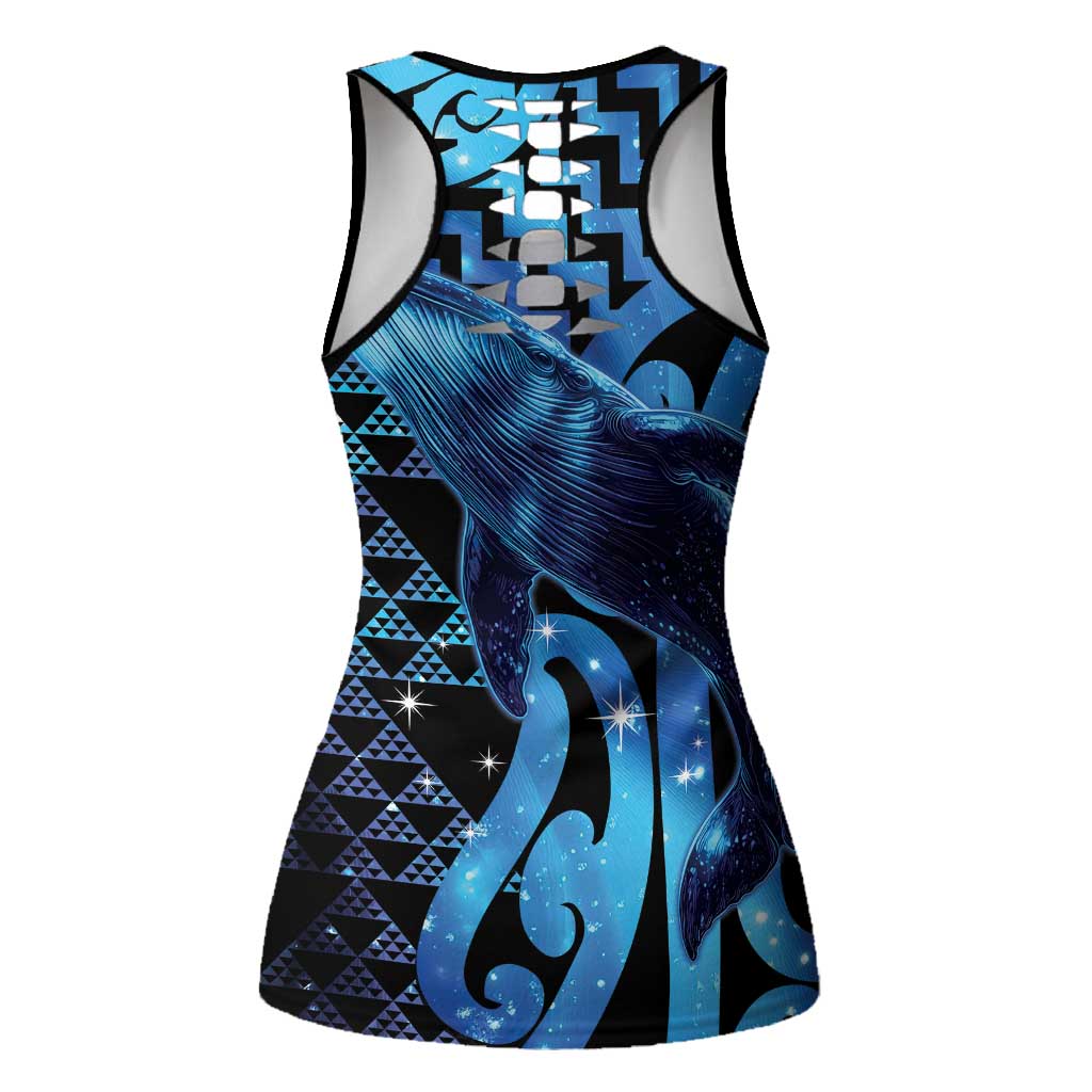 Humpback Whale Matariki New Zealand Hollow Tank Top NZ Maori Paikea Poutama Luxury Blue