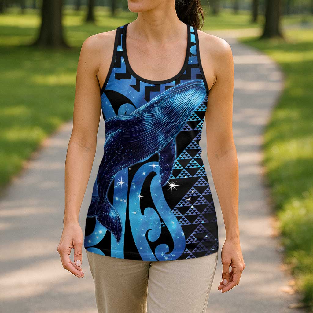 Humpback Whale Matariki New Zealand Hollow Tank Top NZ Maori Paikea Poutama Luxury Blue