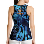 Humpback Whale Matariki New Zealand Hollow Tank Top NZ Maori Paikea Poutama Luxury Blue