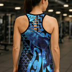 Humpback Whale Matariki New Zealand Hollow Tank Top NZ Maori Paikea Poutama Luxury Blue