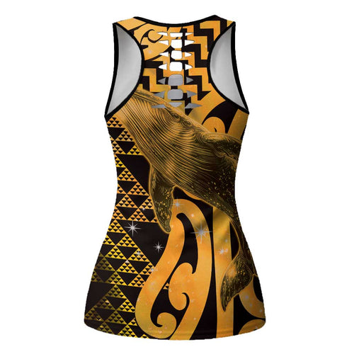 Humpback Whale Matariki New Zealand Hollow Tank Top NZ Maori Paikea Poutama Luxury Gold
