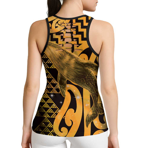 Humpback Whale Matariki New Zealand Hollow Tank Top NZ Maori Paikea Poutama Luxury Gold