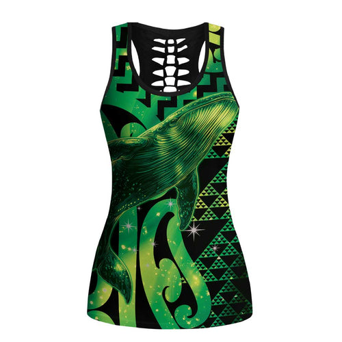 Humpback Whale Matariki New Zealand Hollow Tank Top NZ Maori Paikea Poutama Luxury Green