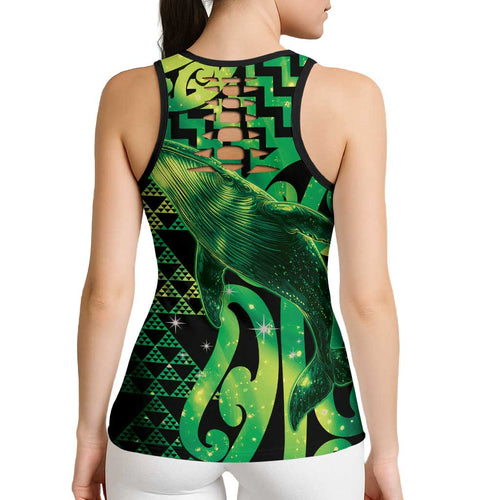 Humpback Whale Matariki New Zealand Hollow Tank Top NZ Maori Paikea Poutama Luxury Green
