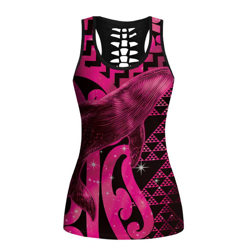 Humpback Whale Matariki New Zealand Hollow Tank Top NZ Maori Paikea Poutama Luxury Pink