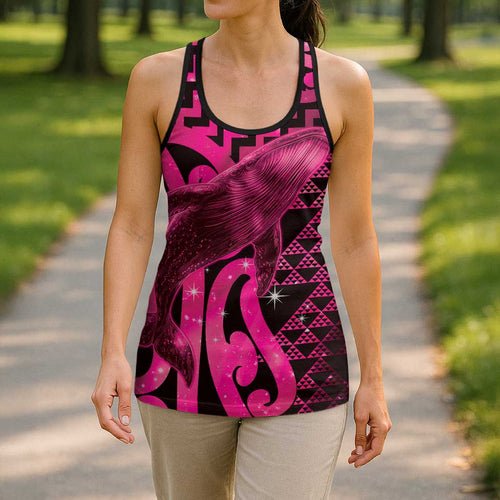Humpback Whale Matariki New Zealand Hollow Tank Top NZ Maori Paikea Poutama Luxury Pink