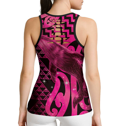 Humpback Whale Matariki New Zealand Hollow Tank Top NZ Maori Paikea Poutama Luxury Pink