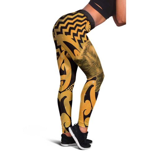 Humpback Whale Matariki New Zealand Leggings NZ Maori Paikea Poutama Luxury Gold