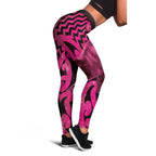 Humpback Whale Matariki New Zealand Leggings NZ Maori Paikea Poutama Luxury Pink