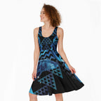 Humpback Whale Matariki New Zealand Midi Dress NZ Maori Paikea Poutama Luxury Blue