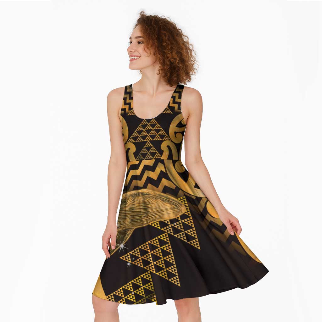 Humpback Whale Matariki New Zealand Midi Dress NZ Maori Paikea Poutama Luxury Gold