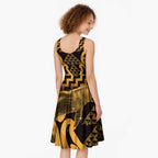 Humpback Whale Matariki New Zealand Midi Dress NZ Maori Paikea Poutama Luxury Gold