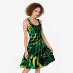Humpback Whale Matariki New Zealand Midi Dress NZ Maori Paikea Poutama Luxury Green