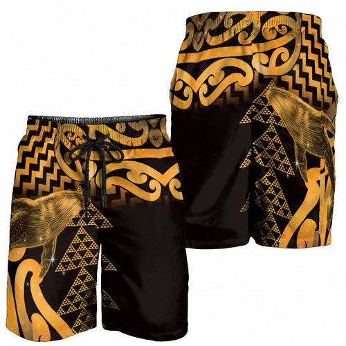 Humpback Whale Matariki New Zealand Shorts for Men NZ Maori Paikea Poutama Luxury Gold