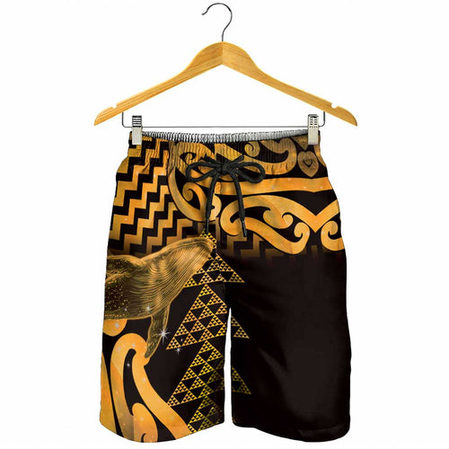 Humpback Whale Matariki New Zealand Shorts for Men NZ Maori Paikea Poutama Luxury Gold