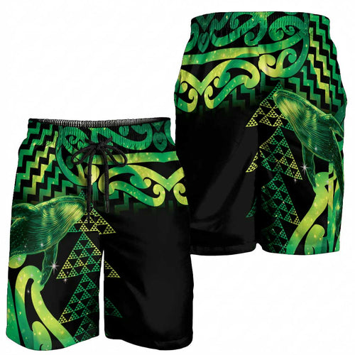Humpback Whale Matariki New Zealand Shorts for Men NZ Maori Paikea Poutama Luxury Green