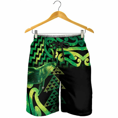Humpback Whale Matariki New Zealand Shorts for Men NZ Maori Paikea Poutama Luxury Green