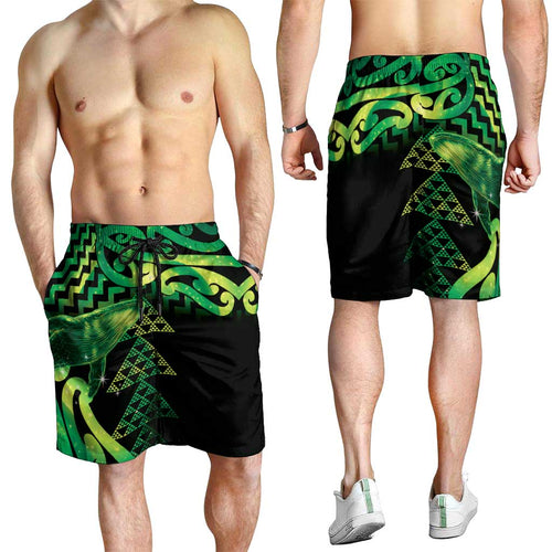Humpback Whale Matariki New Zealand Shorts for Men NZ Maori Paikea Poutama Luxury Green