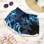 Humpback Whale Matariki New Zealand Shorts for Women NZ Maori Paikea Poutama Luxury Blue