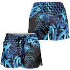Humpback Whale Matariki New Zealand Shorts for Women NZ Maori Paikea Poutama Luxury Blue