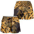Humpback Whale Matariki New Zealand Shorts for Women NZ Maori Paikea Poutama Luxury Gold