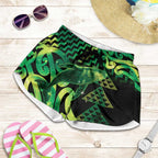Humpback Whale Matariki New Zealand Shorts for Women NZ Maori Paikea Poutama Luxury Green