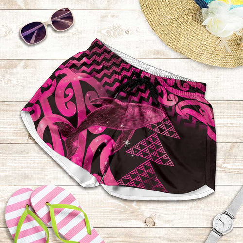 Humpback Whale Matariki New Zealand Shorts for Women NZ Maori Paikea Poutama Luxury Pink