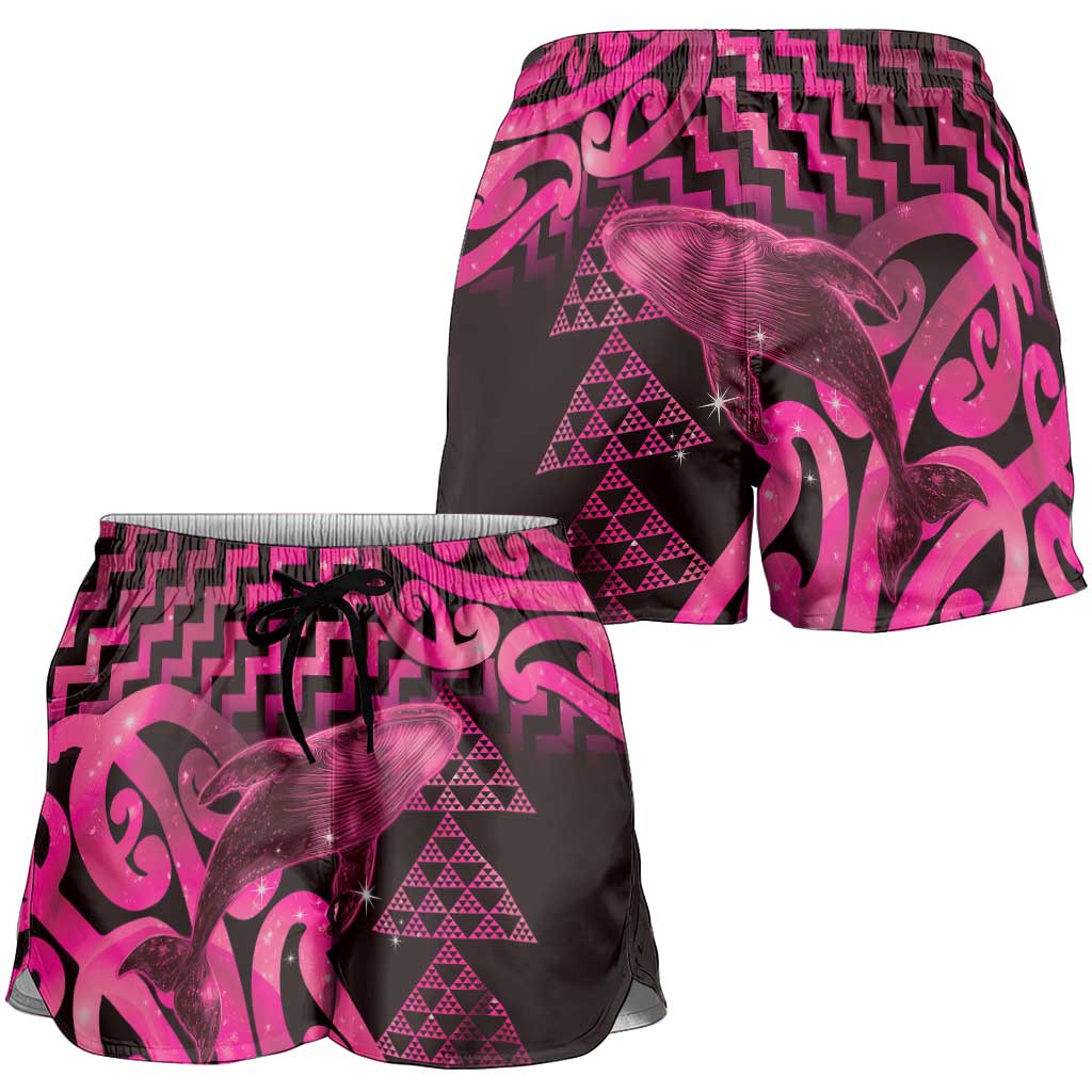 Humpback Whale Matariki New Zealand Shorts for Women NZ Maori Paikea Poutama Luxury Pink