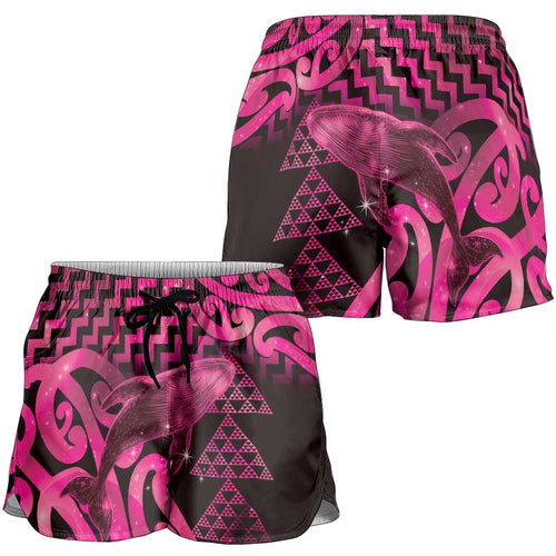 Humpback Whale Matariki New Zealand Shorts for Women NZ Maori Paikea Poutama Luxury Pink