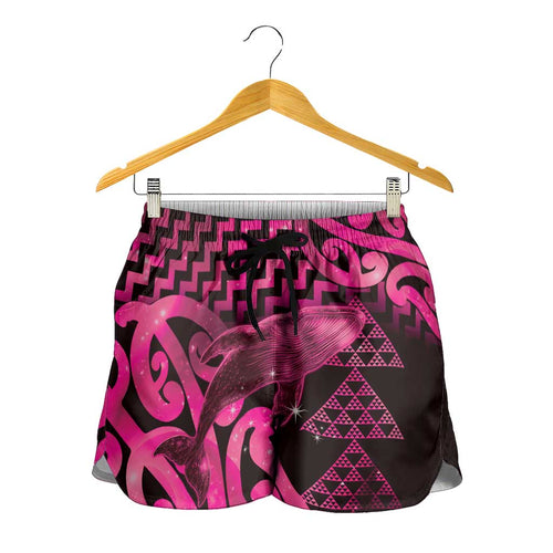 Humpback Whale Matariki New Zealand Shorts for Women NZ Maori Paikea Poutama Luxury Pink